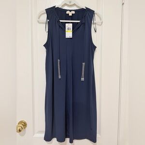 Michael Kors True Navy Sleeveless Dress Drawstring Neckline – NWT – Women’s M